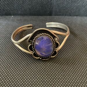 Blue stone silver cuff bracelet